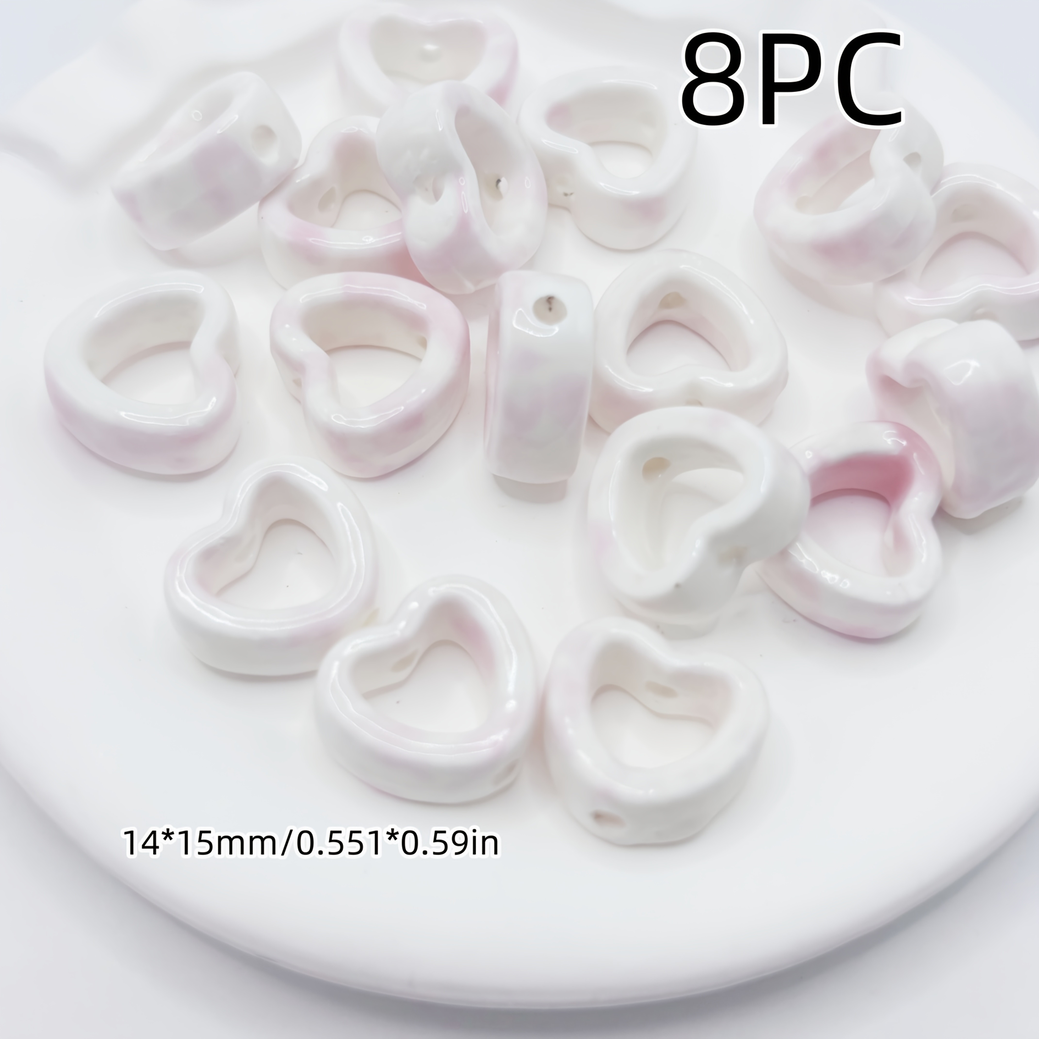 Pink Ceramic Decorative Beads for DIY